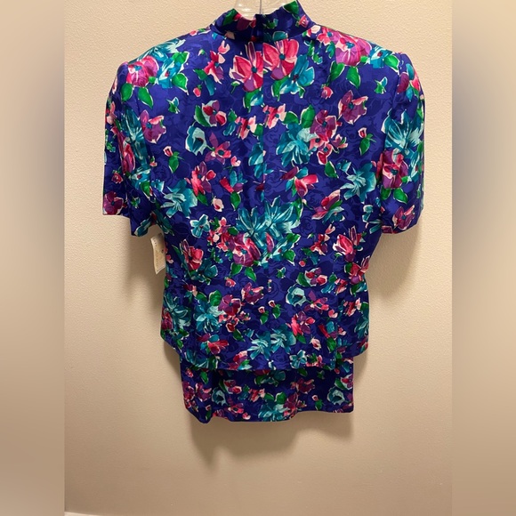 Adrianna Papell 100% Silk 2 Pieces Floral Suit dress SZ 4 - Picture 2 of 15